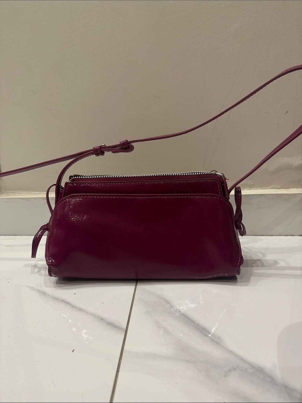 Zara Bow Shoulder Bag Deep Plum